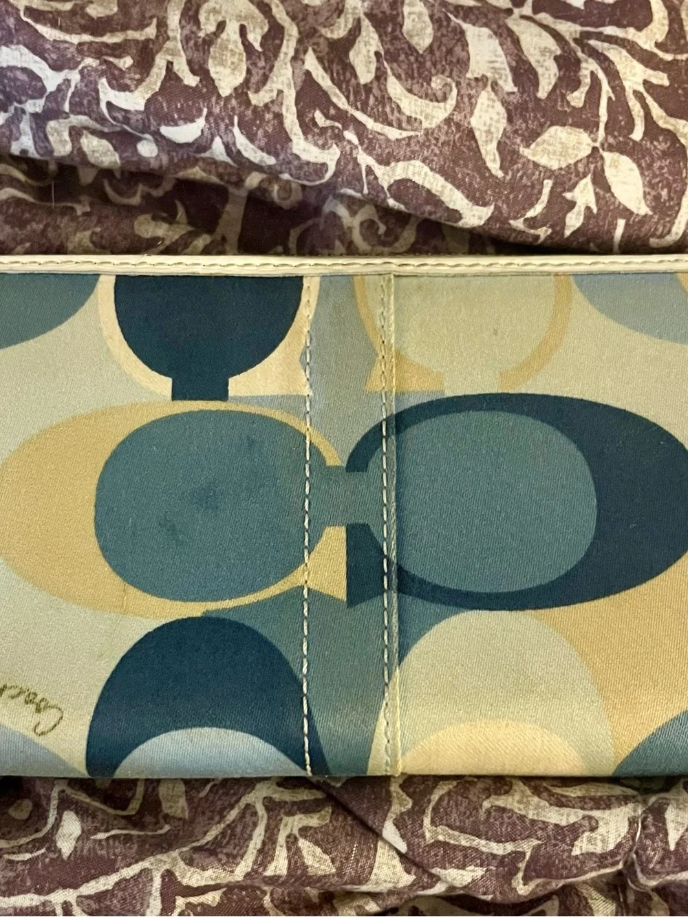 Coach Signature 'C' Wallet in Blue and Tan